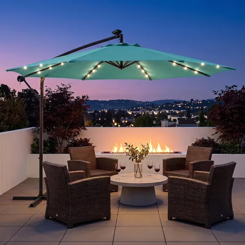 Vista 15 de LAUSAINT HOME Sombrilla de patio con desplazamiento LED de 10 pies, sombra Verde