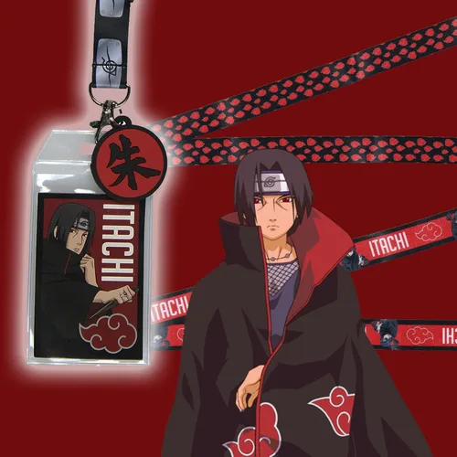 Vista 6 de Cordón para identificación de Naruto Itachi Uchiha con colgante de goma Shu Kanji de 2 pulgadas