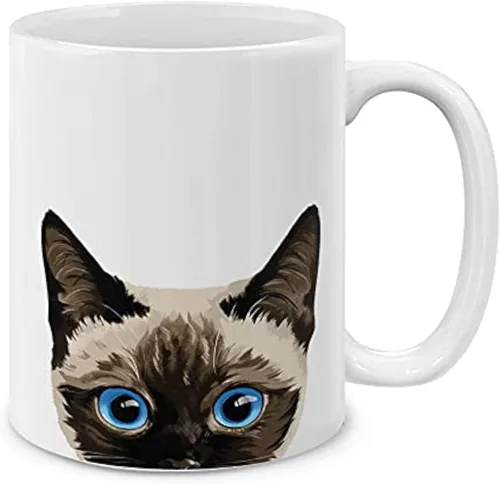 Vista 6 de MUGBREW Taza de Café y Té de Cerámica con Gatito Bombay Negro, 11 onzas