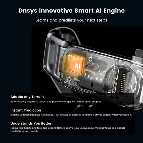 Vista 4 de DNSYS X1 Carbon Exoskeleton, AI-Powered Leg Assistance, 1.2HP Motor, 20km Base Range, 3s Battery Swap, for Hiking, Climbing, Running, Size S