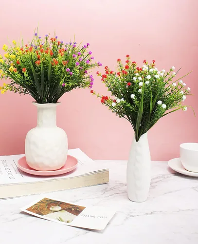 Vista 2 de JAKY-Global Flores artificiales Gypsophila Babysbreath - Ramo de plantas de agua falsas, 6 paquetes de plantas falsas, ramo de brida de boda
