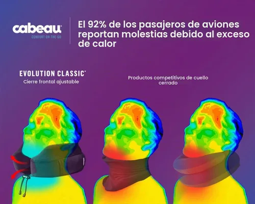 Vista 2 de Cabeau Almohada cervical para viajes en avión – Evolution Classic – Diseño en forma de U de espuma viscoelástica – Apoyo para dormir con cierre