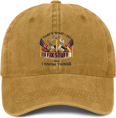 Vista 7 de I Fix Stuff and Know Things - Sombrero para hombre, That's What I Do Hat, I Fix Stuff Hat, I Fix Things and I Know Stuff Hat 1 (negro)