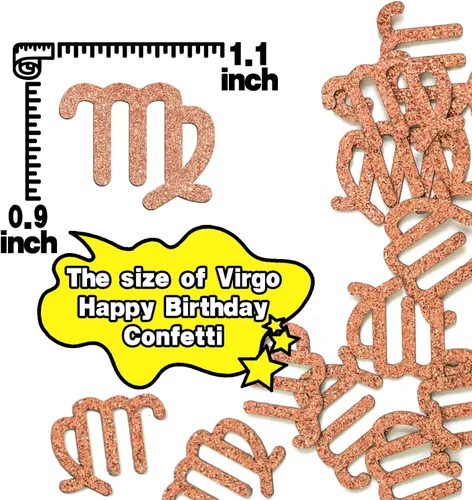 Vista 2 de Confeti de cumpleaños de Virgo, dispersión de papel de energía Big Virgo, 12 constelaciones de agosto de septiembre, confeti de mesa de cumpleaños