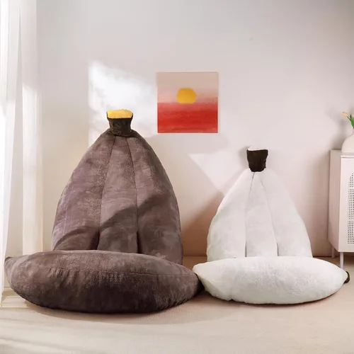 Vista 8 de Sofá de frijoles con otomana IEVENW en forma de banana, sofá de piso con reposapiés, cómodo sofá cama convertible para adultos, sofá de felpa