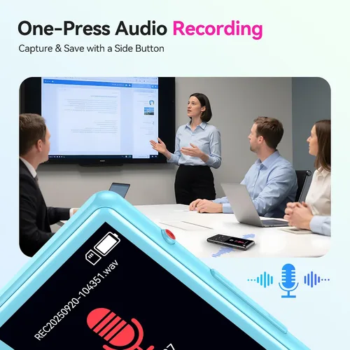 Vista 4 de AGPTEK Reproductor MP3 de 128 GB con Bluetooth 5.4, M6 reproductor de música de 2,4 pulgadas con grabación con un clic, altavoz incorporado y radio