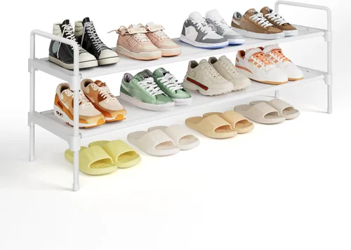 Vista 5 de Kitsure Zapatero – Organizador de zapatos largo de 2 niveles con asas y pies antideslizantes, zapatero de metal resistente al óxido para armario