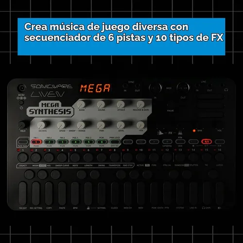 Vista 5 de Sonicware Liven MEGA SÍNTESIS [Compositor de Música de Juegos Retro] Recrea Completamente el Sonido Legendario de Esa Consola de Video Juegos de 16