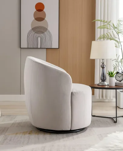 Vista 62 de Silla giratoria decorativa, moderna silla tapizada de barril con respaldo ergonómico y cojín cómodo, sillón individual de ocio para sala de estar