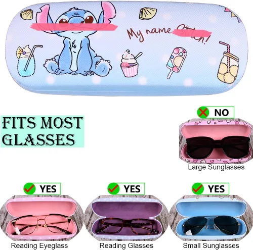 Vista 4 de Cute Eyeglass Cases Hard Shell Storage Case Protective Box With Glasses Cloth Adjustable Glasses Strap Ear Grips Hook