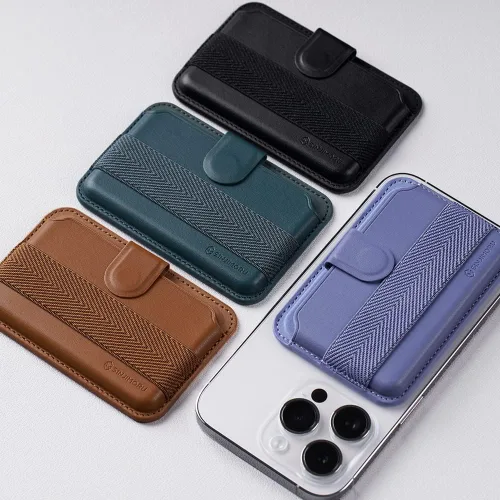 Vista 5 de Sinjimoru Cartera magnética Pull & Expulse para iPhone, agarre de dedo para tarjetero MagSafe, compatible con MagSafe Wallet, banda M-Pull Tab