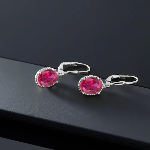 Vista 61 de Gem Stone King Aretes colgantes de gota para mujer, plata de ley 925, piedra natal ovalada de 0.354 x 0.276 in, joyería fina, regalos para ella