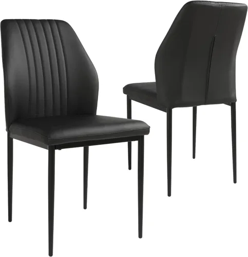 Vista 10 de ZckyCine Silla de comedor de piel sintética, silla de sala de estar, moderna silla auxiliar sin brazos de cocina con patas de metal