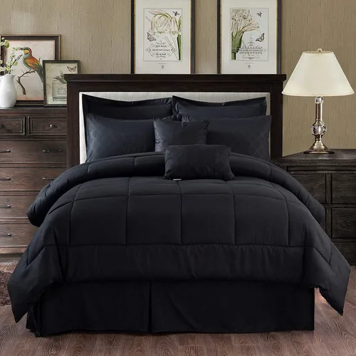 Vista 2 de JML - Juegos de edredón de ropa de cama de microfibra con fundas. Patrón bordado y acolchado de color sólido de lujo. Ideal para cualquier