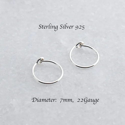 Vista 63 de Aretes de plata de ley abiertos para cartílago, tragus, delgados, calibre 22