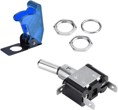 Vista 4 de Interruptores oscilantes unipolares E Support de encendido y apagado con lámpara de luz led para auto o barco, de 12 V y de 20 A, Azul Led azul