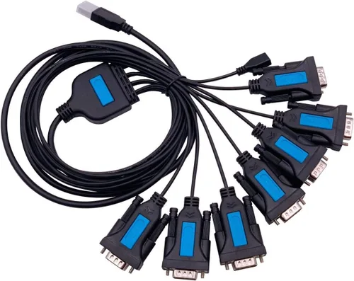 Vista 10 de TECHTOO Adaptador USB a Serial RS232 DB9 de 4 puertos USB a Seria Convertidor Serial Cable de 9 pines con tornillos de pulgar