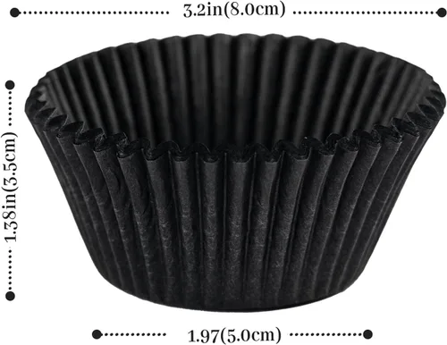 Vista 2 de Bake Choice 200 forros negros estándar para cupcakes para hornear, envoltorios de cupcakes de grado alimenticio, forros para muffins de pergamino a