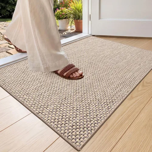 Vista 25 de Color&Geometry - Tapete para puerta delantera de 26 x 47 pulgadas, atrapador de suciedad con parte trasera de goma ultra antideslizante, perfil Caqui