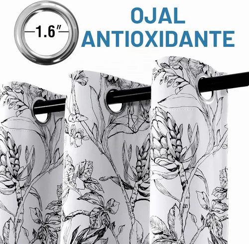 Vista 3 de H.VERSAILTEX Cortinas 100% de Opacidad para Sala de Estar Cortinas Opacas Florales de Camelia de 63 Pulgadas de Largo que Bloquean la Luz Cortinas