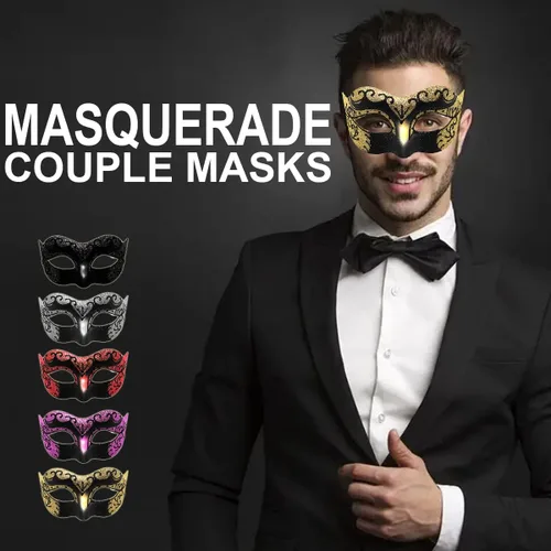 Vista 6 de Máscara de mascarada para mujeres, hombres, parejas, máscaras venecianas, máscara vintage para disfraz de Halloween, Mardi Gras, fiesta, baile