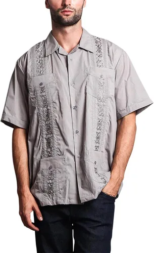 Vista 14 de G-style EE. UU. Remera playera mangas cortas de guayabera cubana para hombres