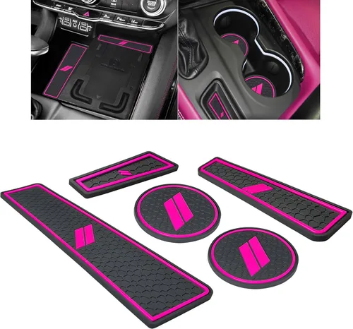 Vista 21 de para Accesorios de Dodge Durango 2021 2022 2023 2024 2025 2026 (Versión de 7 Asientos) Alfombrilla de Forro de Consola Central Insertos de Rojo