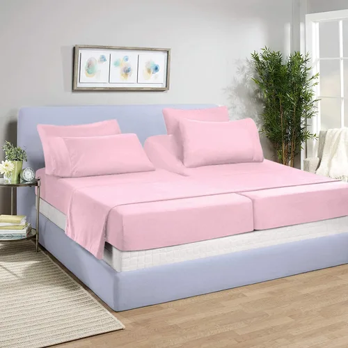 Vista 8 de Juego de sábanas divididas de 5 piezas de 800 hilos para cama ajustable (2 piezas, 1 sábana plana y 2 fundas de almohada) 100% algodón egipcio