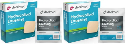 Vista 8 de Dealmed Apósitos hidrocoloides extrafinos de 4 x 4 pulgadas, productos para el cuidado de heridas para botiquines de primeros auxilios, empaquetados
