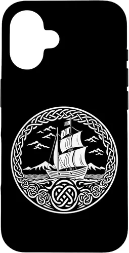 Vista 28 de Funda para iPhone 11 Pro Max Ship Sailing de mitología nórdica con nudos celtas