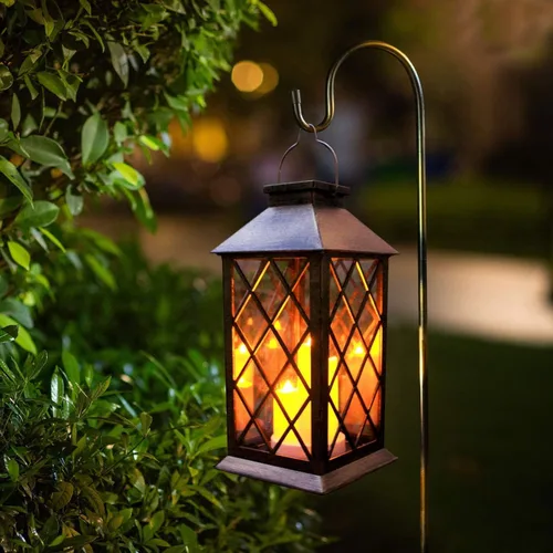 Vista 9 de Farol Solar para Exteriores, Linternas Colgantes para Exteriores con Luces LED de Velas - Luces Solares Impermeables de PVC, Luces de Farol