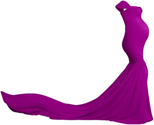 Vista 2 de Vestido de maternidad para mujer para fotografía sirena con hombros descubiertos ajustado de gasa con vuelo para baby shower maxivestido para fotos