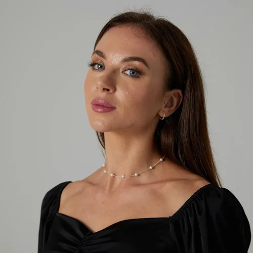 Vista 5 de Delicado collar con colgante de perlas para mujer, chapado en oro de 14 quilates, elegante collar de perlas de agua dulce, collar de perlas con clip