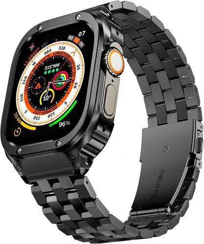 Vista 17 de SUPLINK Estuche de acero inoxidable y correa compatible con Apple Watch de 41 mm, 40 mm, 38 mm, protector de goma resistente para iWatch Apple Watch