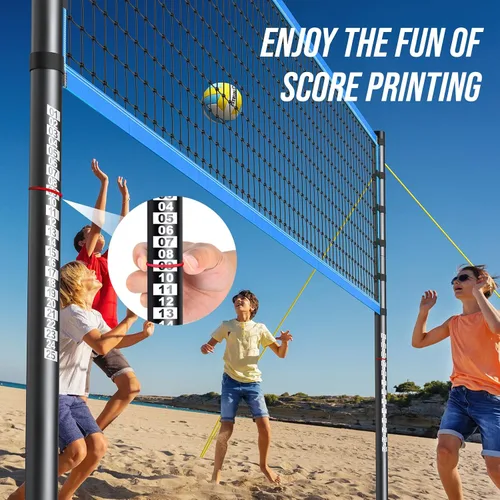 Vista 8 de Juego de red de voleibol portátil para exteriores, para patio trasero B-AZUL
