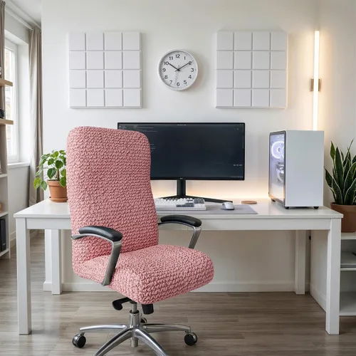 Vista 6 de PAULATO BY GA.I.CO. Funda elástica para silla de oficina y juegos, funda transpirable para sillón de computadora de escritorio con cremallera Rosa