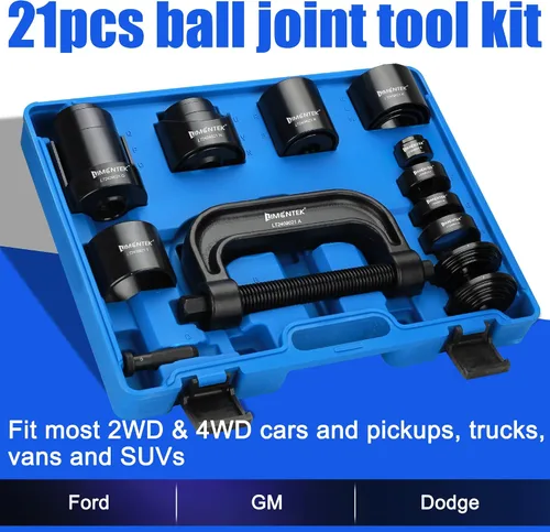Vista 5 de Kit de prensa de rótula de 21 piezas, herramienta maestra de extracción de rótula con C-Frame, juego de servicio de rótula superior e inferior