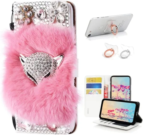 Vista 6 de Bling - Funda de piel con soporte para anillos, diseño 3D hecho a mano, 2 unidades, SBLDwRSSeries-22