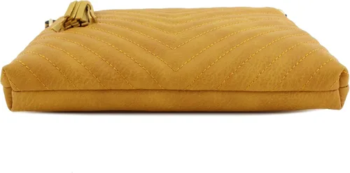 Vista 4 de Bandolera o bolsa mediana con patrón triangular, de estilo cruzado, acolchada y con borla