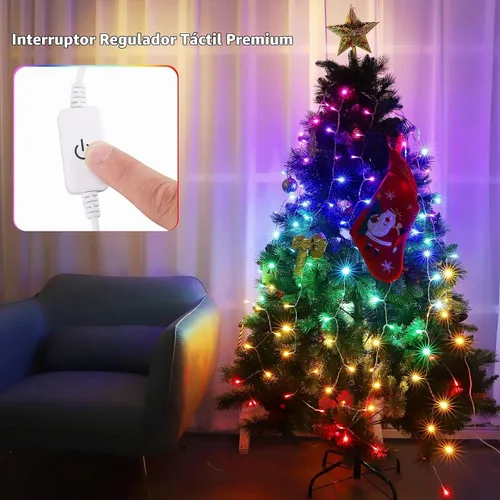 Vista 5 de CoziTech - Cadena de luces de hadas arcoíris con interruptor regulador táctil, luces de carámbano LED colgantes arcoíris para dormitorio de niñas