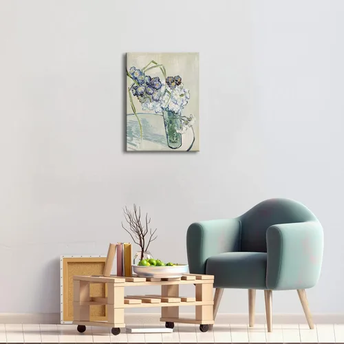 Vista 5 de Wieco Art Vidrio con impresión en lienzo de claveles, arte floral clásico de Van Gogh, arte de pared moderno y famoso listo para colgar