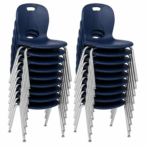 Vista 17 de Learniture Structure Series - Sillas escolares apilables con asientos contorneados, sillas apilables de plástico de alta resistencia, 14 pulgadas