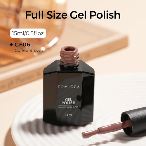 Vista 8 de TOMICCA Esmalte de uñas de gel marrón café, 0.5 onzas líquidas, esmalte de uñas de secado con LED UV para arte de uñas, manicura en casa, otoño e