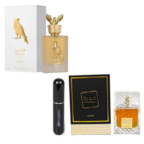 SHAHEENGOLDESTUCHE+KHMARHAESTUCHE+PERFUM de AROMA DE PRIMERA
