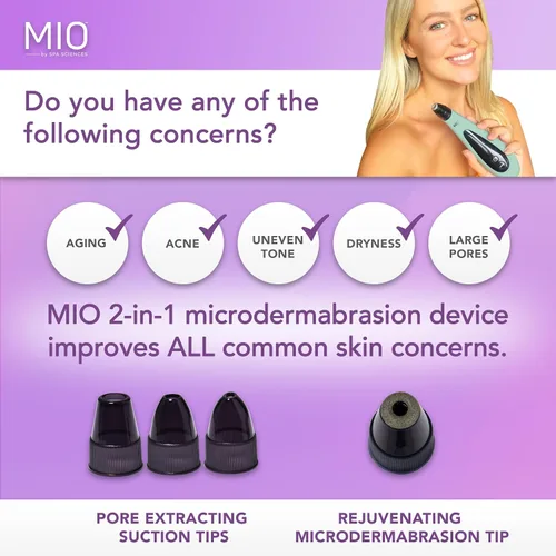 Vista 2 de Spa Sciences MIO Diamond Microdermabrasion - Removedor de puntos negros, herramienta de succión de poros, recargable, sistema de rejuvenecimiento