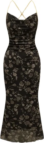 Vista 32 de SOLY HUX Vestido de malla floral para mujer, vestido largo para cóctel Estampado floral multicolor.