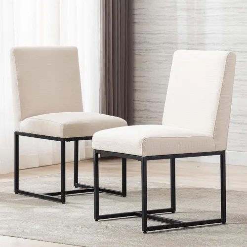 Vista 24 de BESTANO Sillas De Comedor - Juego de 2 sillas de comedor modernas negras tapizadas de piel sintética para cocina y comedor con marco de metal negro