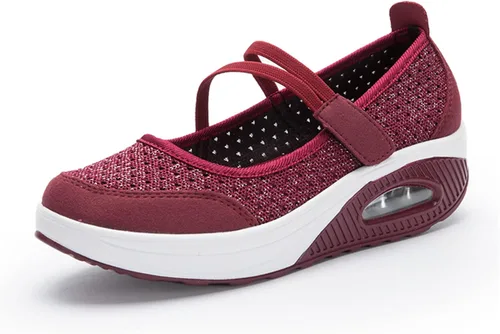Vista 10 de Touchmosees Tenis ortopédicos de cuña para mujer con cojín de aire para diabéticos Blanco/Pu