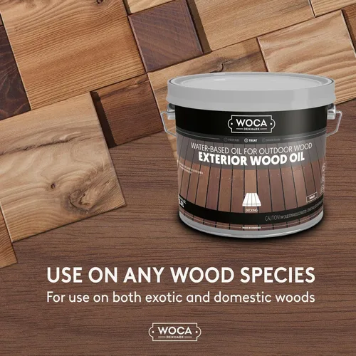 Vista 5 de WOCA Comprobador de aceite de madera exterior de Dinamarca, aceite penetrante a base de agua para superficies de madera al aire libre, muestra
