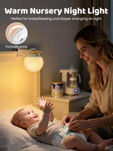 Vista 7 de Luz de huevo para guardería, batería de 2600 mAh con tiempo de funcionamiento de 150 horas, luz cálida de 3000 K y RGB 16 colores, atenuación